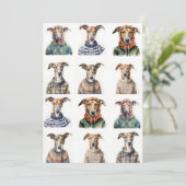 Kerst Whippet Waterverf Feestdagenkaart (Staand voorkant)