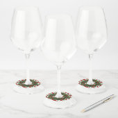 Kerst Wijn Glas ID Papier Ronde Set van 12 Wijnglaslabel (Set)