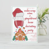 Kerst Wijn Moeders Koken Swap Gingerbread House Kaart (Staand voorkant)