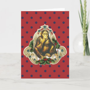 Kerst wilde aap stijl feestdagen kaart