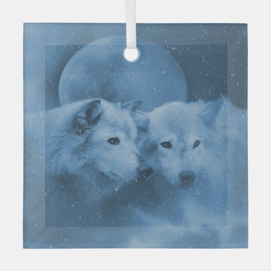 Kerst Wildlife Wolf Wolven Glas Ornament (Voorkant)