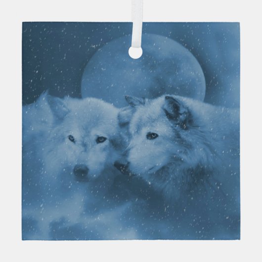 Kerst Wildlife Wolf Wolven Glas Ornament (Achterkant)