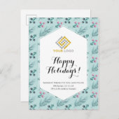 Kerst Winter Bessen Groene Logo Zakelijk Briefkaart (Voorkant / Achterkant)