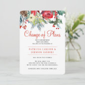 Kerst winter bloemen bruiloft planwijziging kaart (Staand voorkant)