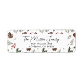 Kerst Winter Botanicals Pine Retouradres Etiket (Voorkant)