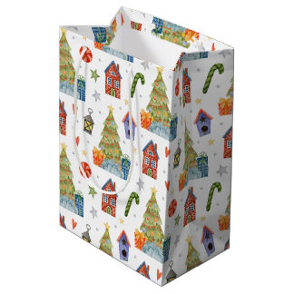 Kerst Winter Cadeau Huis Suikerstok Medium Cadeauzakje