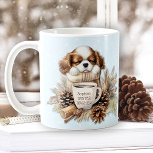 Kerst Winter Cavalier King Charles Hond Puppy Koffiemok