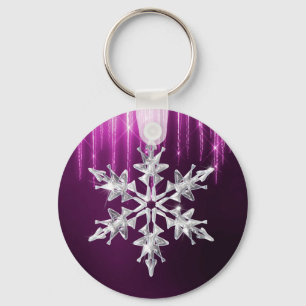 Kerst Winter Glas Kerstmis Sneeuwvlok Sleutelhanger