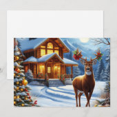 Kerst/Winter Herten Lodge Feestdagenkaart (Voorkant / Achterkant)