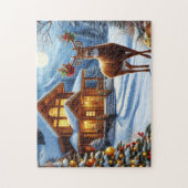 Kerst/Winter Herten Lodge Legpuzzel (Verticaal)