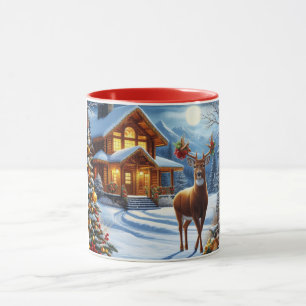 Kerst/Winter Herten Lodge Mok