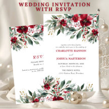 Kerst Winter Huwelijk Rode Hulst Met RSVP
