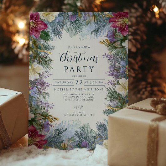 Kerst Winter Lavendel Bloeit Kaart