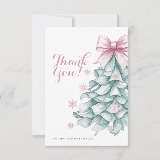 Kerst Winter Meisje Baby shower Dank u kaart (Voorkant)