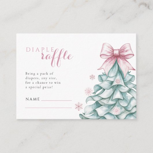 Kerst Winter Meisje Baby shower Luier Raffle Informatiekaartje (Voorkant)