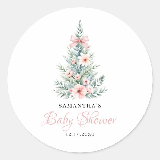 Kerst Winter Meisje Baby shower Ronde Sticker (Voorkant)