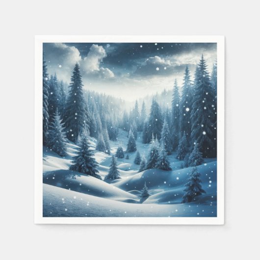Kerst Winter Mountain Scene Servet (Voorkant)