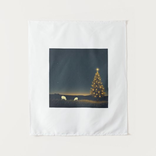 Kerst winter nacht Tapestry Wandkleed (Voorkant)