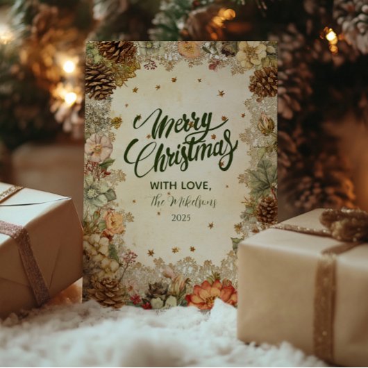 Kerst Winter Pine Elegance Feestdagenkaart