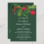 Kerst Winter Pine Tree Waterverf Bruiloft Kaart (Voorkant / Achterkant)