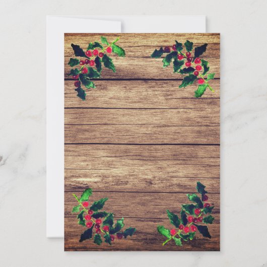 Kerst Winter Pine Tree Waterverf Houten Bruiloft Kaart (Achterkant)