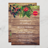 Kerst Winter Pine Tree Waterverf Houten Bruiloft Kaart (Voorkant / Achterkant)