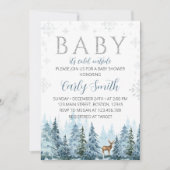 Kerst Winter Rendier Baby shower Invitation Kaart (Voorkant)