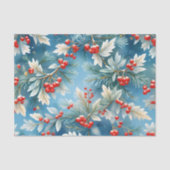 Kerst Winter Rode bessen en dennentakken Tissuepapier (Voorkant)