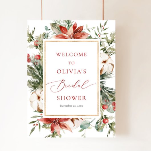 Kerst Winter Rood Bruids Shower Welkom Bord Poster
