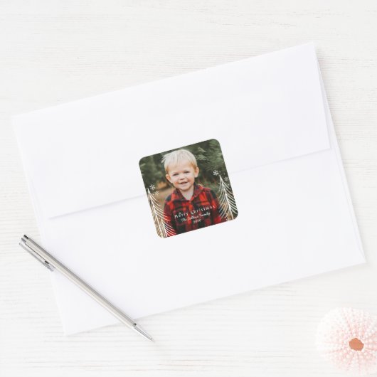 Kerst Winter Scene Foto Sticker (Envelop)