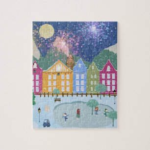 Kerst Winter Schaatsen kunst Legpuzzel