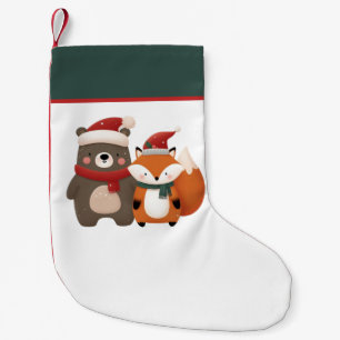 Kerst/Winter Schattige Beer & Fox Kleine Kerstsok