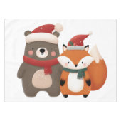 Kerst/Winter Schattige Beer & Fox Tafelkleed (Voorkant (Horizontaal))