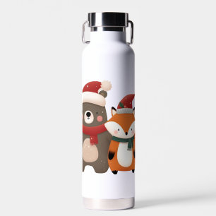 Kerst/Winter Schattige Beer & Fox Waterfles