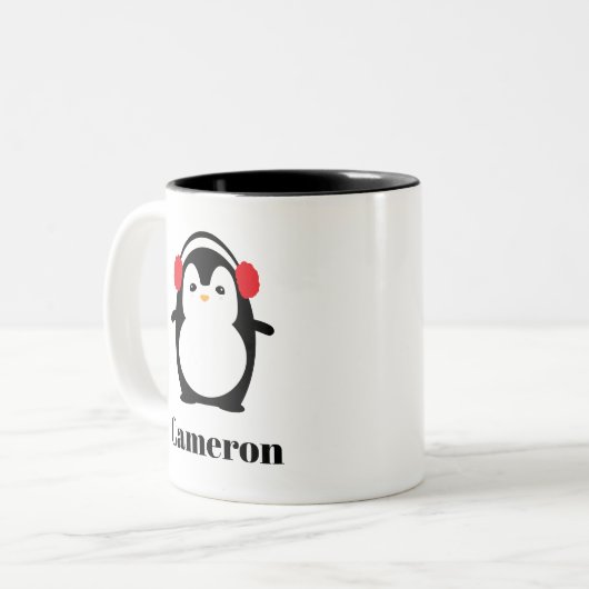 Kerst Winter Schattigee Pinguïn Mok gepersonalisee (Voorkant links)