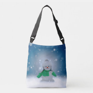 Kerst winter sneeuwpop SlipperyJoe groene sjaal Crossbody Tas