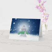 Kerst winter sneeuwpop SlipperyJoe groene sjaal Folie Feestdagenkaart (Orchidee)