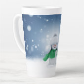Kerst winter sneeuwpop SlipperyJoe groene sjaal Latte Mok (Linkerhoek)