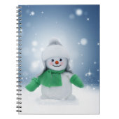 Kerst winter sneeuwpop SlipperyJoe groene sjaal Notitieboek (Voorkant)