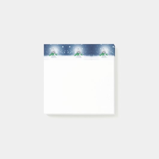 Kerst winter sneeuwpop SlipperyJoe groene sjaal Post-it® Notes (Voorkant)
