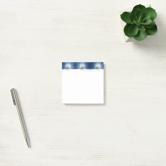 Kerst winter sneeuwpop SlipperyJoe groene sjaal Post-it® Notes (Kantoor)