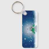 Kerst winter sneeuwpop SlipperyJoe groene sjaal Sleutelhanger (Voorkant)