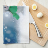 Kerst winter sneeuwpop SlipperyJoe groene sjaal Theedoek (Quarter Fold)