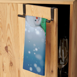 Kerst winter sneeuwpop SlipperyJoe groene sjaal Theedoek