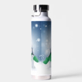 Kerst winter sneeuwpop SlipperyJoe groene sjaal Waterfles (Rechts)