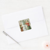  kerst-winter-Snowman Vierkante Sticker (Envelop)