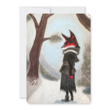 Kerst Winter Vos Handgeschilderde Kaart
