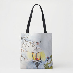 Kerst winter waterverf landschap draagtas