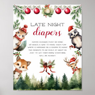 Kerst Winter Woodland Dieren Poster
