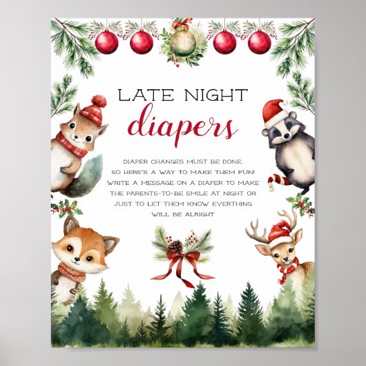 Kerst Winter Woodland Dieren Poster (Voorkant)